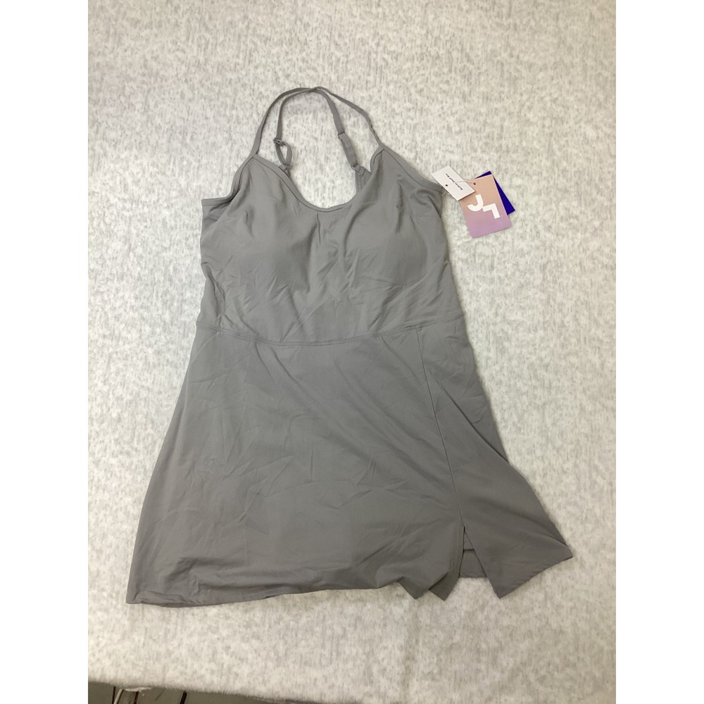 JoyLab Womens Active Dress Glazed Granite Grey Built In Bra and Shorts Large NEW